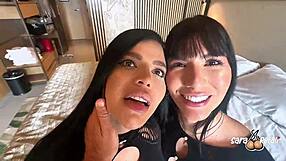 Ever wonder how two hungry latinas take a massive threesome facial cumshot?