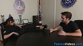 policewoman's feet drenched in hot cumshot