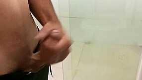 Skinny solo masturbates big cock to massive cumshot