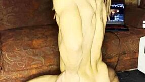 Ivory White Pounds Her Gaping Asshole with Huge Dildo