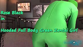 Can You Handle This Kinky Green Zentai Hooded Milf?