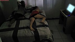 Stepmom shares bed with stepson during room remodel sexy workout!