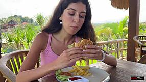 i crave waiter's hot cum drenching my face while dining in public cafe