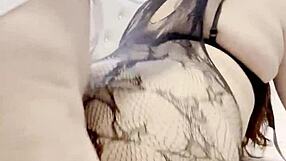 chubby wife slut rides cock in fishnets and tight skirt