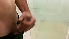 Skinny solo masturbates big cock to massive cumshot