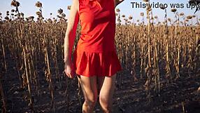 Hot milf lifts short skirt flashing thong ass outdoors teasing voyeurs