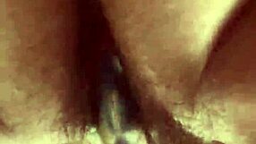 getting super close to this curvy hairy pussy sliding in glass dildo nice and slow