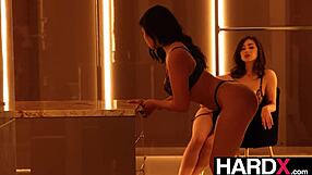 busty babe shakes legs from chick's hot orgasm touch