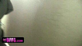 At the pajama party pretty teen with glasses gets pussy pounded by strapon friend