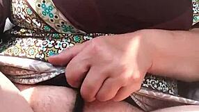 girl hops in truck flashing close-up pussy grope and spread