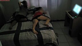 Stepmom shares bed with stepson during room remodel sexy workout!