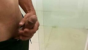 Skinny solo masturbates big cock to massive cumshot