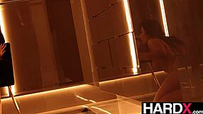 busty babe shakes legs from chick's hot orgasm touch