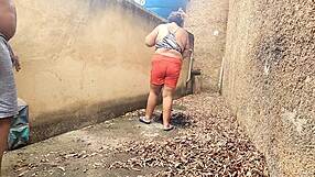 Chubby Stepmom Fucked Hard in Backyard While Neighbors Watch