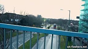 Pissed off horny british babe fingers shaved pussy on london streets