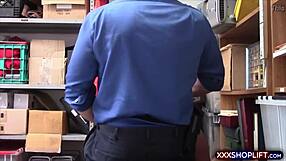 petite teen shoplifter bends over for officer's cock payment in store