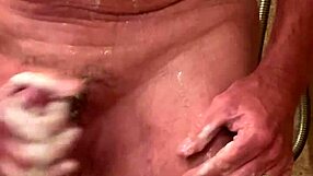 peeking at her soapy naked body rubbing pussy and cock in steamy shower play