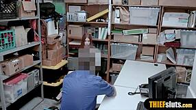 Cute Redhead Teen Shoplifter Bent Over and Punished in Garage