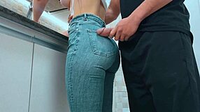 cumming hard on my sexy maid's big ass in gym clothes while she washes dishes in kitchen free use compilation