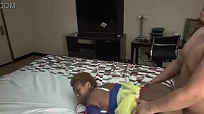 Hotel couple's rough doggystyle creampie with monster cock ass shaking moans