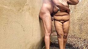 Chubby Stepmom Fucked Hard in Backyard While Neighbors Watch