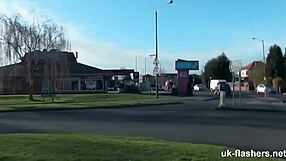 Pissed off horny british babe fingers shaved pussy on london streets