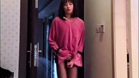 asian ladyboy strokes her cock flashing for woman