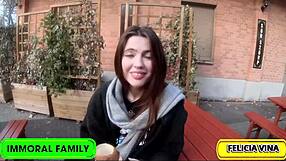 hey winter wonderland foursome rails pretty brunette felicia vina in budapest snow...