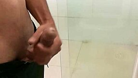 Skinny solo masturbates big cock to massive cumshot