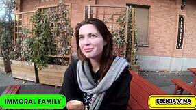 hey winter wonderland foursome rails pretty brunette felicia vina in budapest snow...