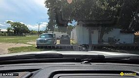 thick blonde milf breaks down roadside and gets pounded doggystyle by assistance guy in public