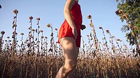 Hot milf lifts short skirt flashing thong ass outdoors teasing voyeurs