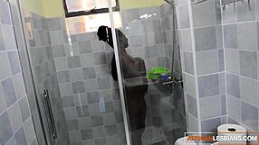 imagine skinny ebony lesbians fingering and eating tight black pussy in a steamy bathroom shower