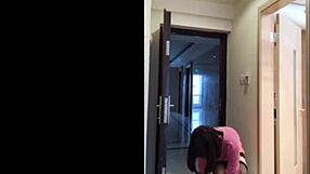 asian ladyboy strokes her cock flashing for woman