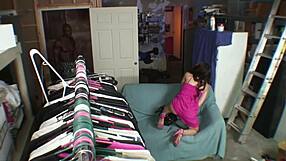 brotha's monster cock dwarfs shaved pussy in pool interracial action