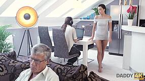 old daddy can you fuck this brunette teen on sofa daddy4k