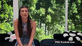 mesmerizing newbie cutie bends over for intense pov pounding