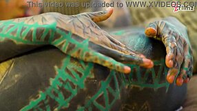 Skinny tattoo slut, gaping ass craves huge anal dildo in fishnets?