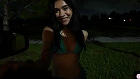 Wow! Hitchhiking slut bent over doggystyle on monster fat cock with facial cumshot and tight pussy riding!