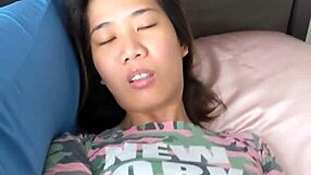 Pinay babe grinds pussy deep on her thickest dildo toy