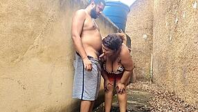 Chubby Stepmom Fucked Hard in Backyard While Neighbors Watch