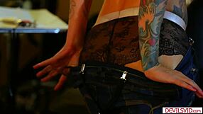 yo tattooed babe totally gets pounded by the shop owner huh