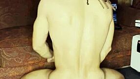 Ivory White Pounds Her Gaping Asshole with Huge Dildo