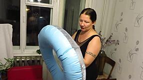 Mature Russian milf in pantyhose heels slips dress hikes big ass over beach circle fetish blows it up huge