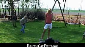 Slutty Blondes Battle with Spanks Before Group Cock Sucking Frenzy