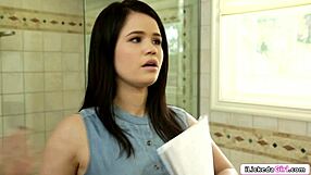 does athletic blonde lick hairy petite reporter's pussy?