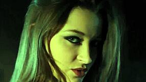 gothic brunette vampire dani spreads pussy and shakes big tits solo