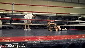 European lesbian babes grapple passionately in athletic panties wrestling