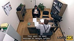 shaved teen gets rough office sex after skilful loan4k massage interview