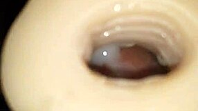 guy strokes massive long thick cock closeup view